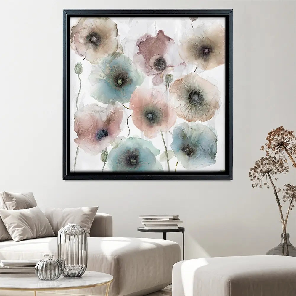 Rain Drenched Poppies Square Canvas Print Rain Drenched Poppies Square Canvas Print wall art product Carol Robinson