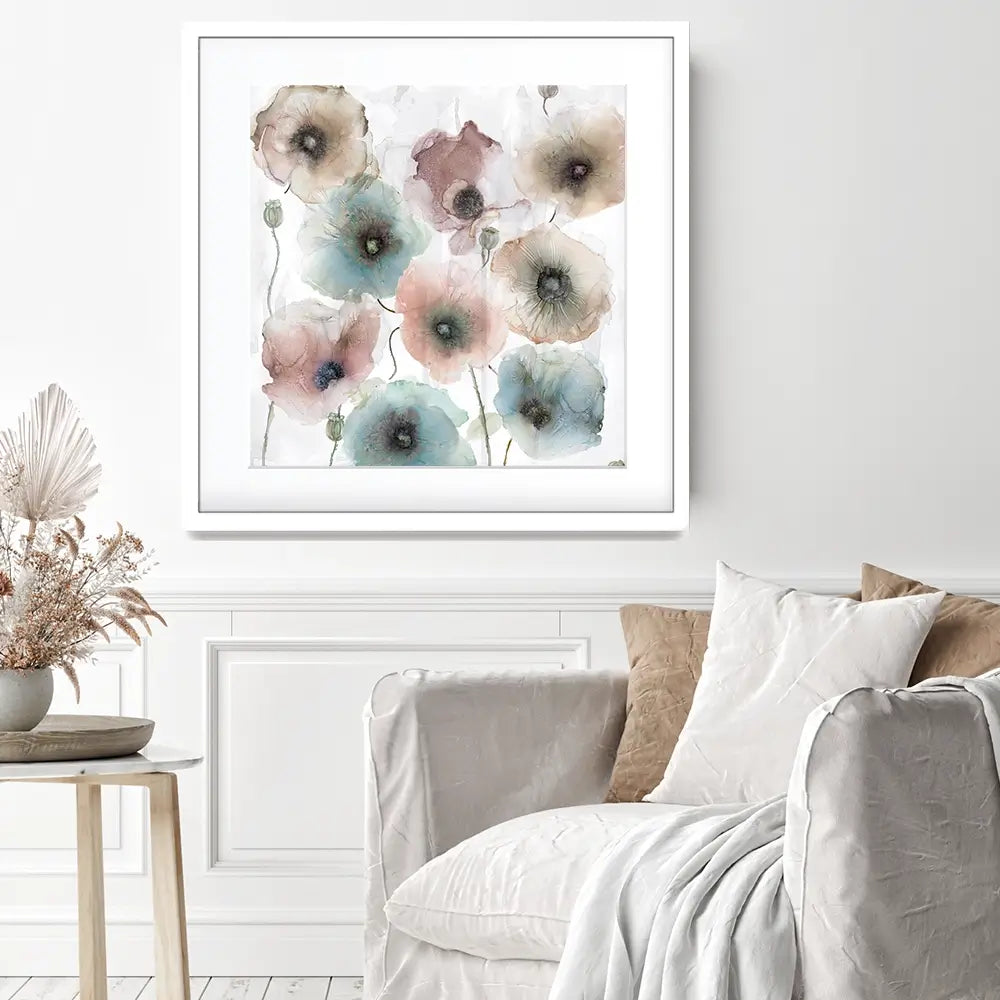 Rain Drenched Poppies Square Framed Art Print Rain Drenched Poppies Square Framed Art Print wall art product Carol Robinson