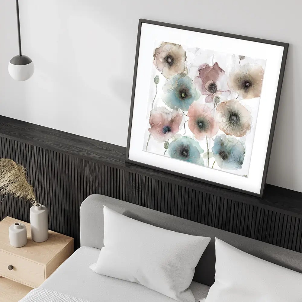 Rain Drenched Poppies Square Framed Art Print Rain Drenched Poppies Square Framed Art Print wall art product Carol Robinson