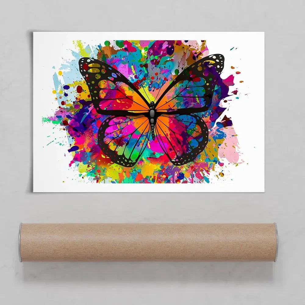 Rainbow Butterfly Paint Splash Art Print Rainbow Butterfly Paint Splash Art Print wall art product ARTEMENKO VALENTYN / Shutterstock