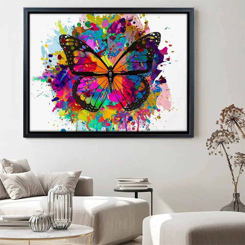 Rainbow Butterfly Paint Splash Canvas Print Rainbow Butterfly Paint Splash Canvas Print wall art product ARTEMENKO VALENTYN / Shutterstock