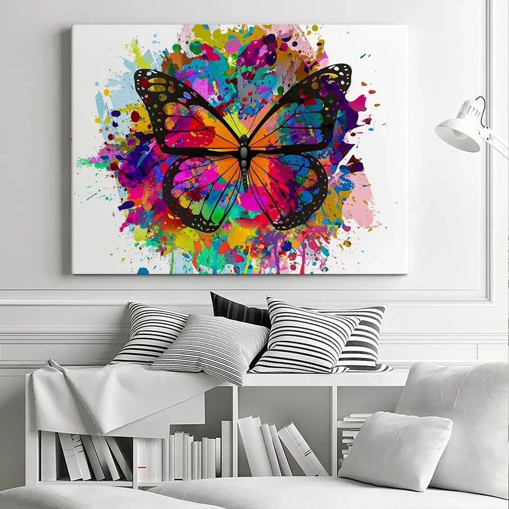 Rainbow Butterfly Paint Splash Canvas Print Rainbow Butterfly Paint Splash Canvas Print wall art product ARTEMENKO VALENTYN / Shutterstock