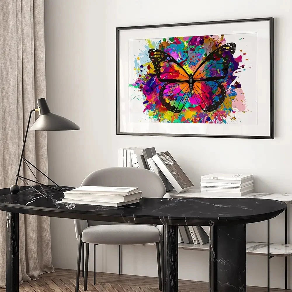 Rainbow Butterfly Paint Splash Framed Art Print Rainbow Butterfly Paint Splash Framed Art Print wall art product ARTEMENKO VALENTYN / Shutterstock