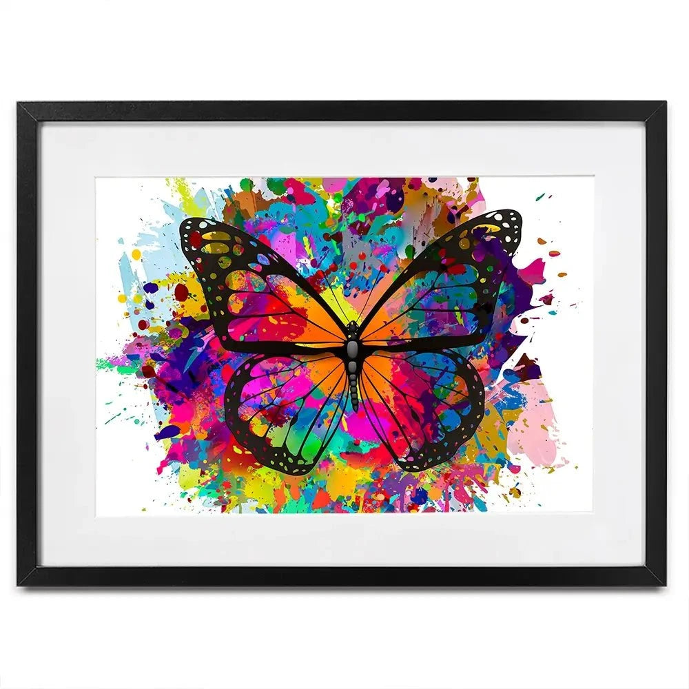 Rainbow Butterfly Paint Splash Framed Art Print Rainbow Butterfly Paint Splash Framed Art Print wall art product ARTEMENKO VALENTYN / Shutterstock