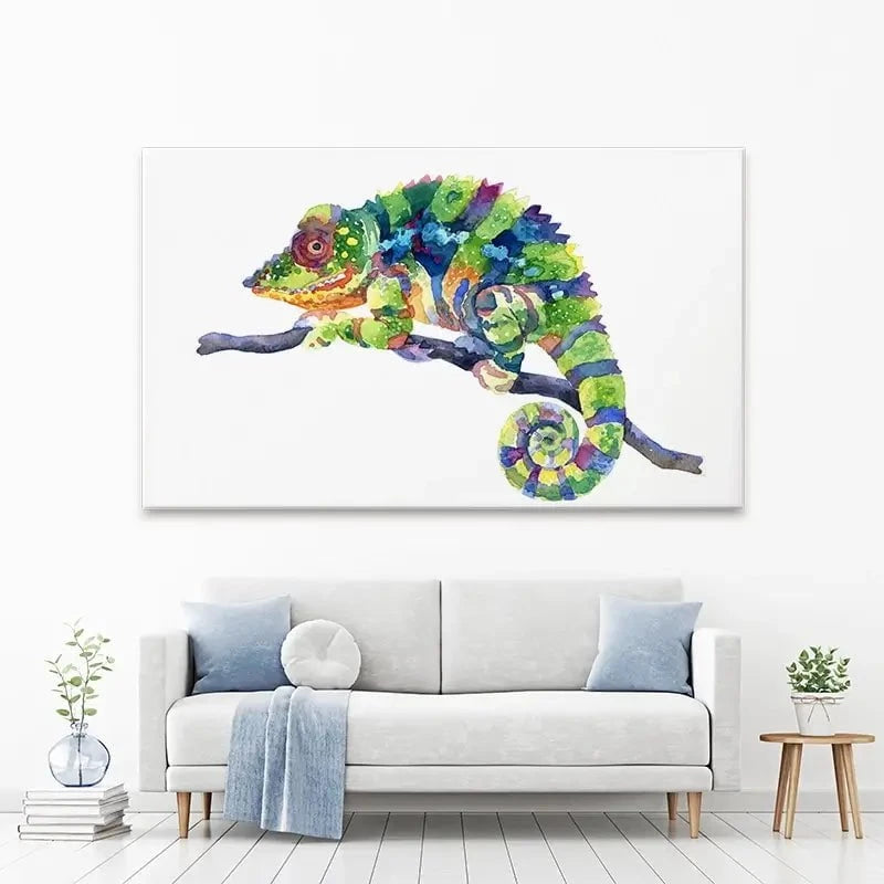 Rainbow Chameleon Canvas Print Rainbow Chameleon Canvas Print wall art product Anna Bond Art / Shutterstock