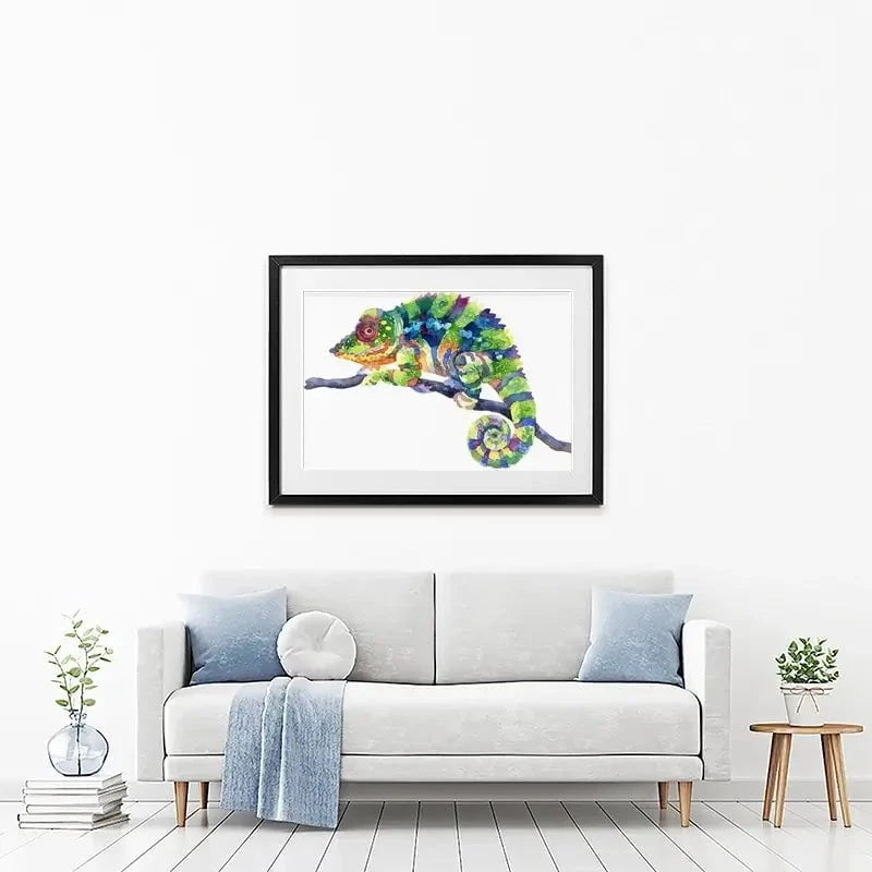 Rainbow Chameleon Framed Art Print Rainbow Chameleon Framed Art Print wall art product Anna Bond Art / Shutterstock