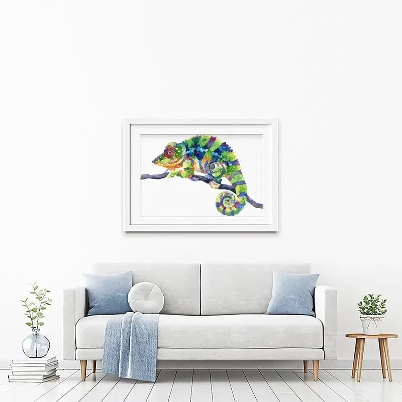 Rainbow Chameleon Framed Art Print Rainbow Chameleon Framed Art Print wall art product Anna Bond Art / Shutterstock