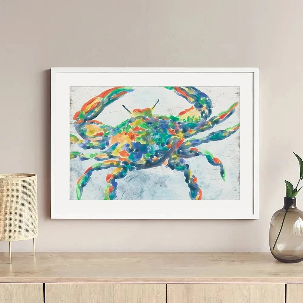 Rainbow Crab Framed Art Print Rainbow Crab Framed Art Print wall art product June Erica Vess