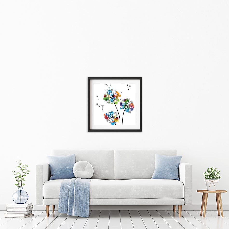 Rainbow Dandelion Square Framed Art Print wall art product KsanaGraphica / Shutterstock