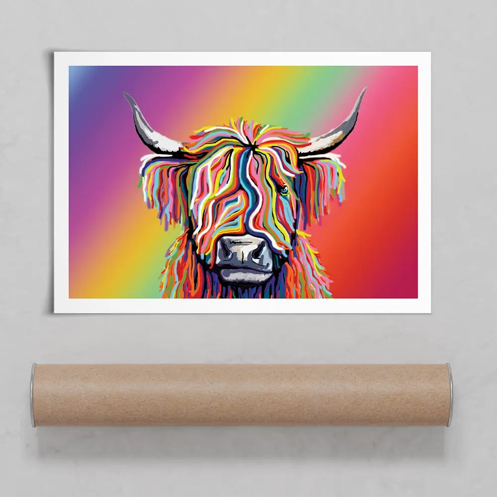 Rainbow Highland Cow Art Print Rainbow Highland Cow Art Print wall art product Independent