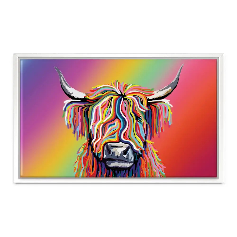 Rainbow Highland Cow Canvas Print Rainbow Highland Cow Canvas Print wall art product Independent
