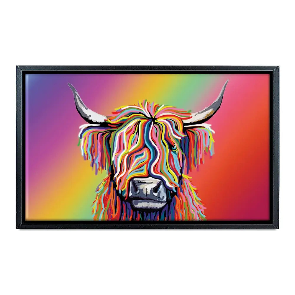 Rainbow Highland Cow Canvas Print Rainbow Highland Cow Canvas Print wall art product Independent