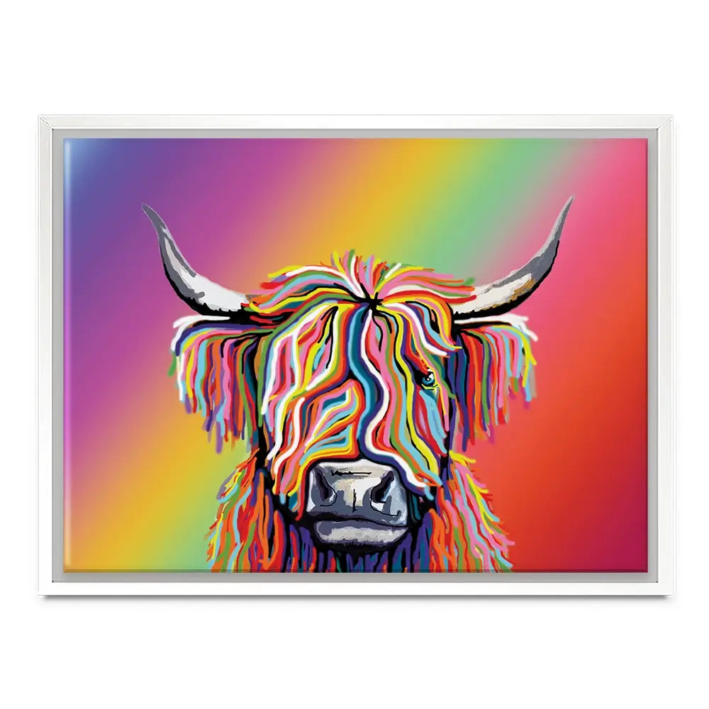 Rainbow Highland Cow Canvas Print Rainbow Highland Cow Canvas Print wall art product Independent