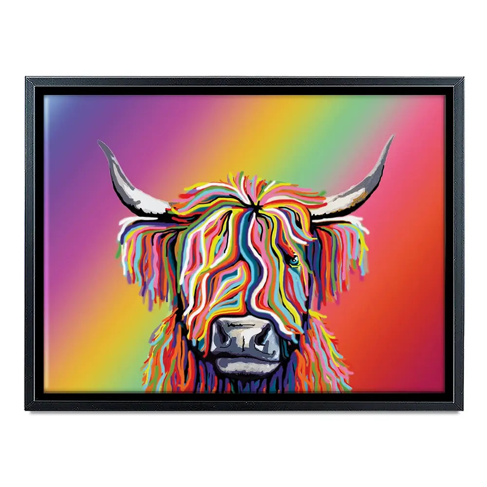 Rainbow Highland Cow Canvas Print Rainbow Highland Cow Canvas Print wall art product Independent