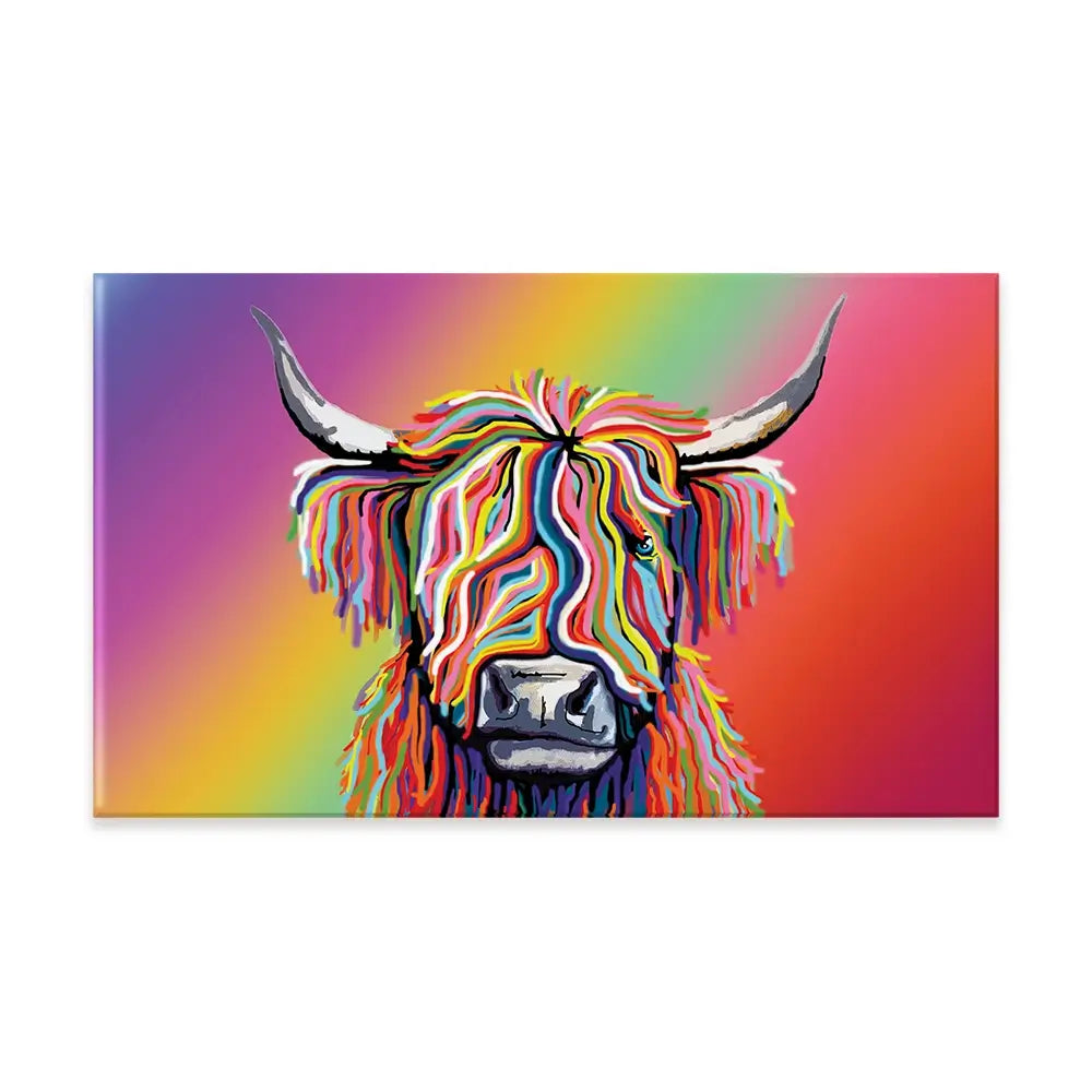 Rainbow Highland Cow Canvas Print Rainbow Highland Cow Canvas Print wall art product Independent