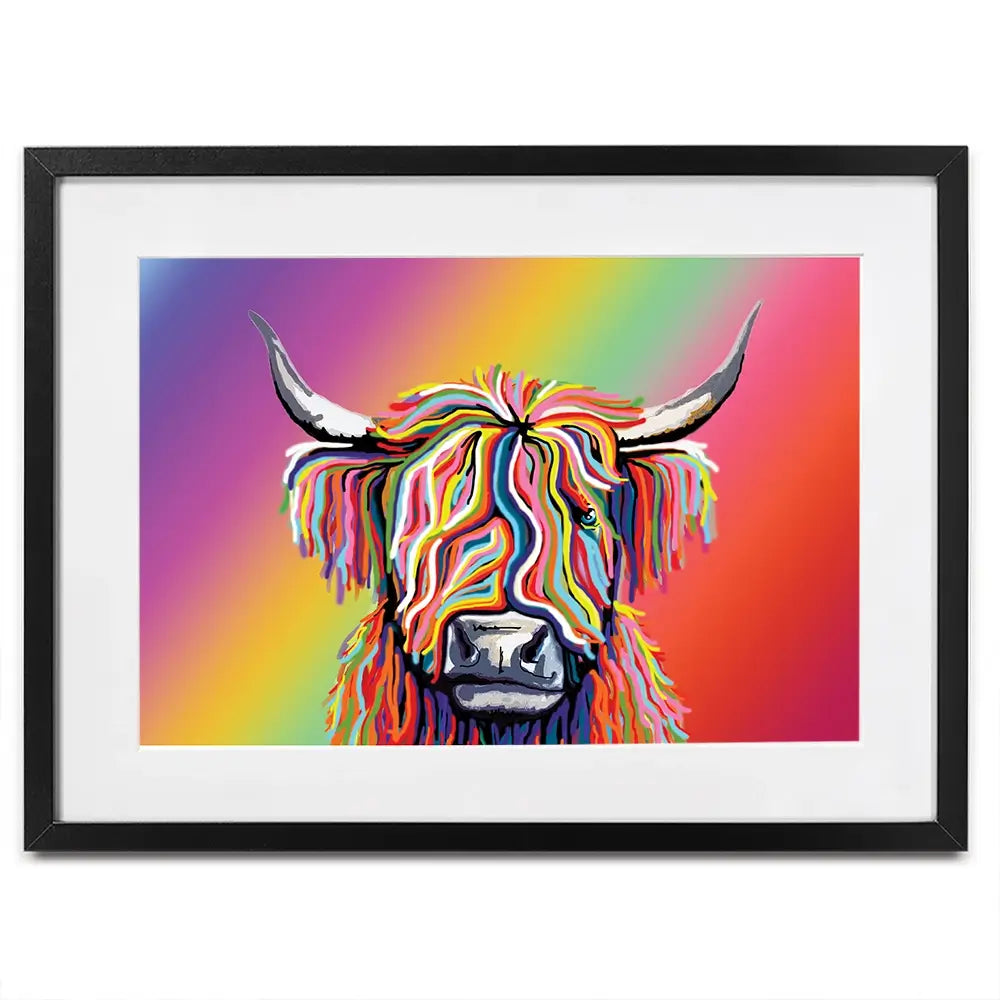Rainbow Highland Cow Framed Art Print Rainbow Highland Cow Framed Art Print wall art product Independent