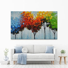 Rainbow Line Of Trees Canvas Print Rainbow Line Of Trees Canvas Print wall art product CHENYU ARTS / Shutterstock