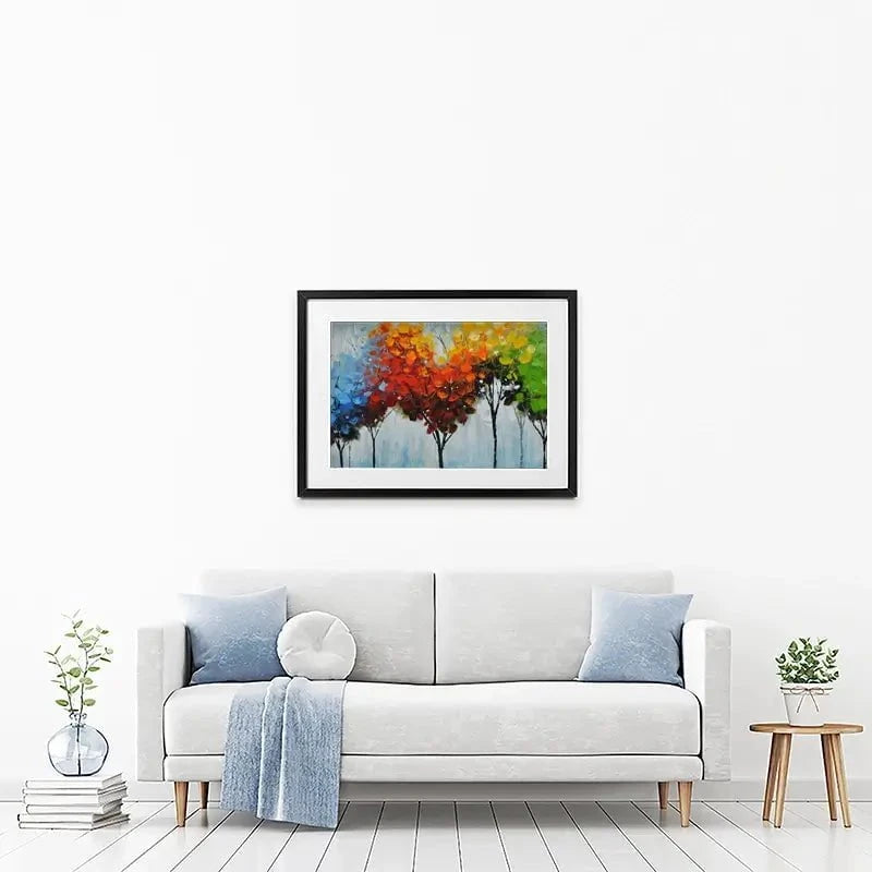 Rainbow Line Of Trees Framed Art Print Rainbow Line Of Trees Framed Art Print wall art product CHENYU ARTS / Shutterstock