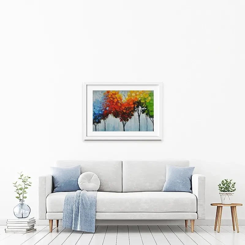 Rainbow Line Of Trees Framed Art Print Rainbow Line Of Trees Framed Art Print wall art product CHENYU ARTS / Shutterstock