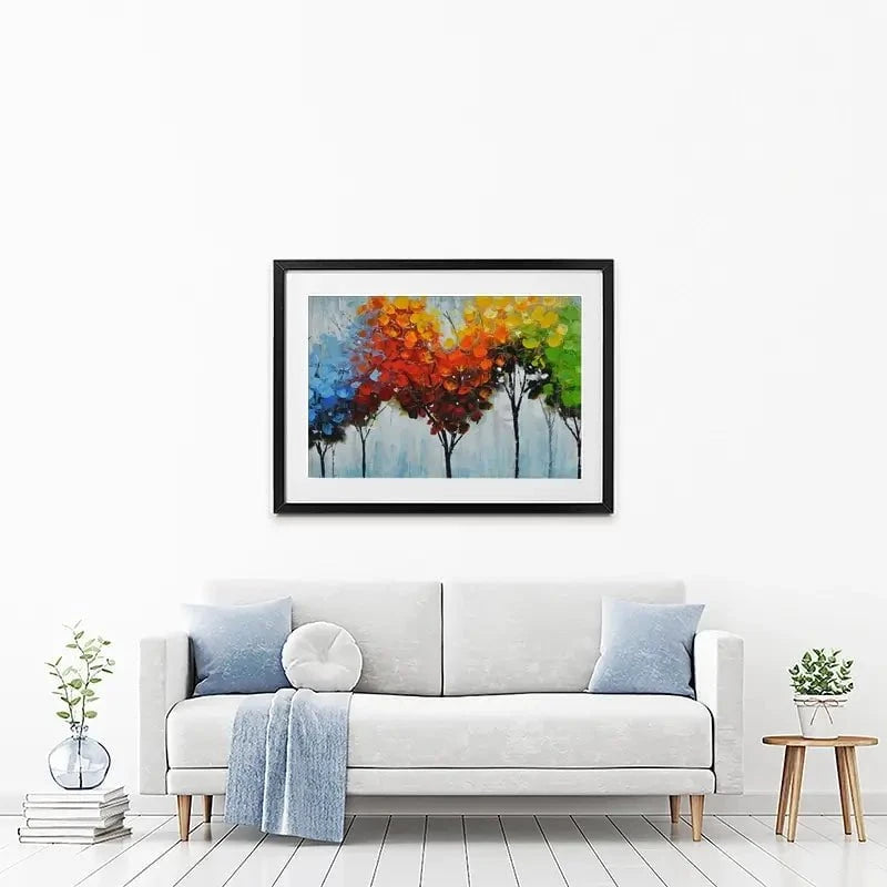 Rainbow Line Of Trees Framed Art Print Rainbow Line Of Trees Framed Art Print wall art product CHENYU ARTS / Shutterstock