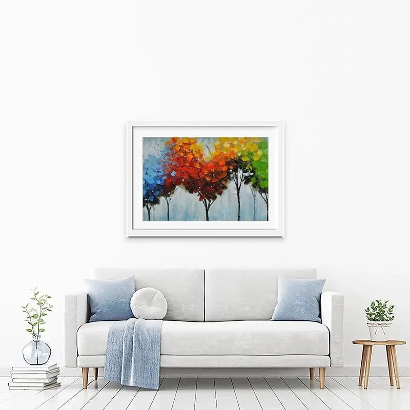 Rainbow Line Of Trees Framed Art Print Rainbow Line Of Trees Framed Art Print wall art product CHENYU ARTS / Shutterstock