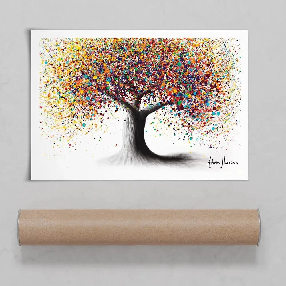 Rainbow Soul Tree Art Print | Colourful Tree Artwork