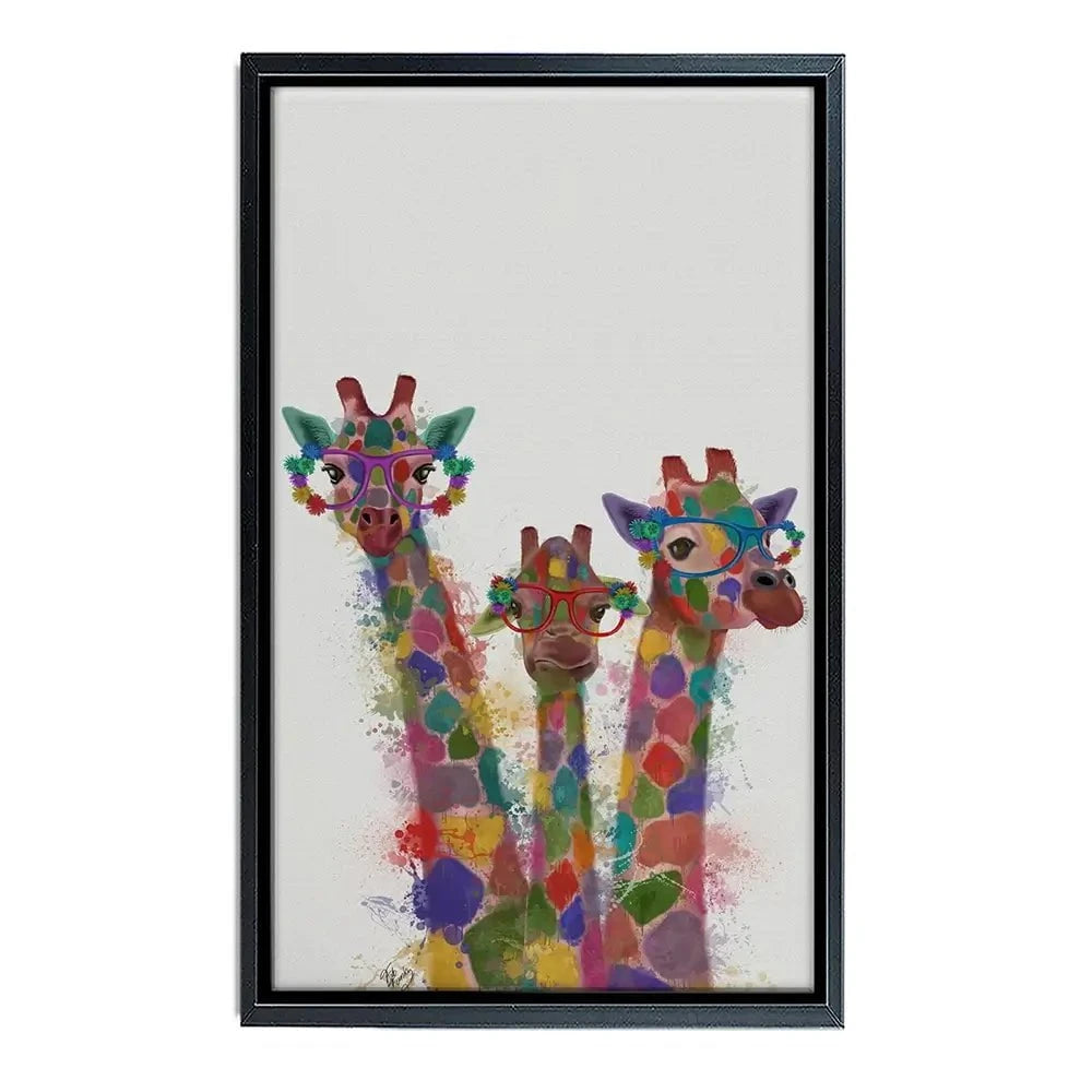 Rainbow Splash Giraffe Trio Canvas Print Rainbow Splash Giraffe Trio Canvas Print wall art product Fab Funky