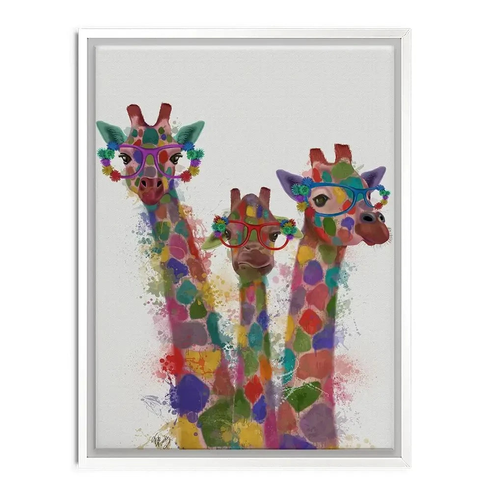 Rainbow Splash Giraffe Trio Canvas Print Rainbow Splash Giraffe Trio Canvas Print wall art product Fab Funky