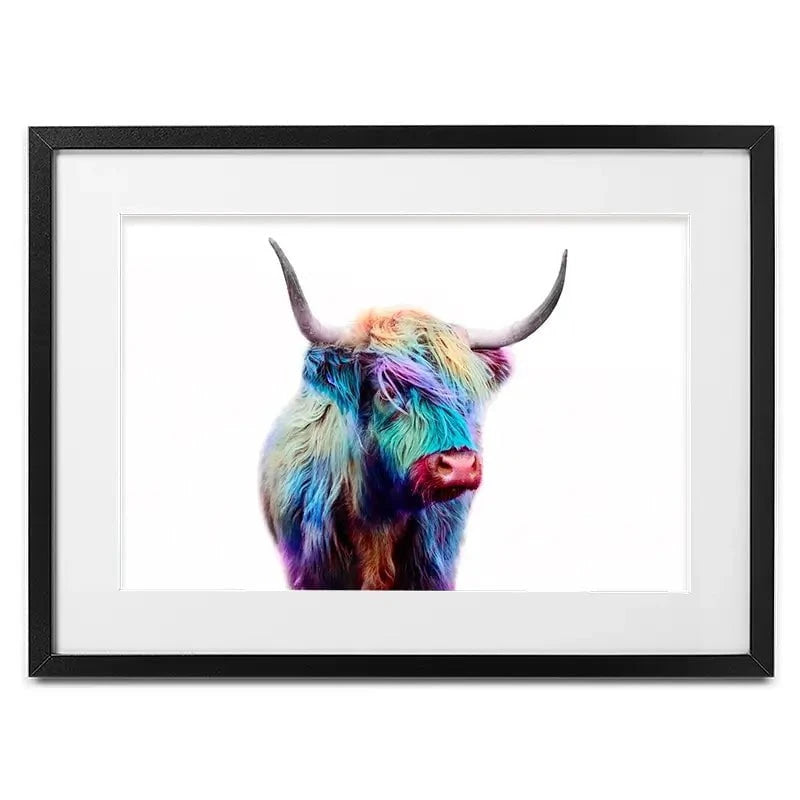Rainbow Style Highland Cow Framed Art Print Rainbow Style Highland Cow Framed Art Print wall art product Patricia Chumillas / Shutterstock
