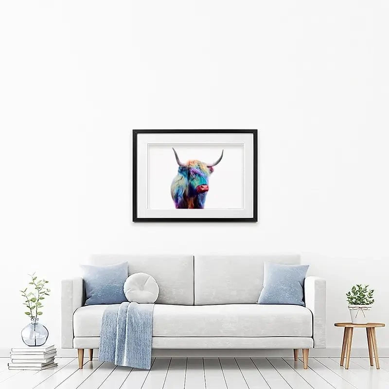 Rainbow Style Highland Cow Framed Art Print Rainbow Style Highland Cow Framed Art Print wall art product Patricia Chumillas / Shutterstock