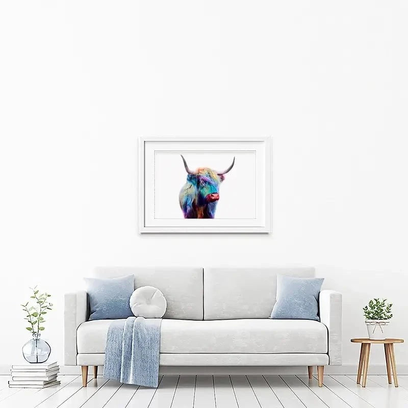 Rainbow Style Highland Cow Framed Art Print Rainbow Style Highland Cow Framed Art Print wall art product Patricia Chumillas / Shutterstock