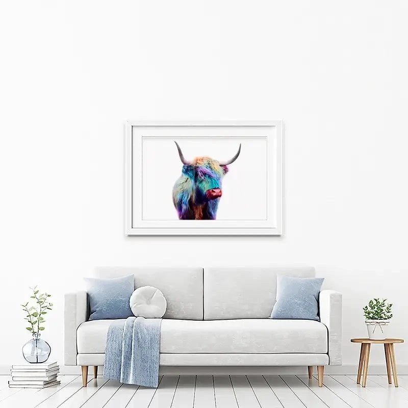 Rainbow Style Highland Cow Framed Art Print Rainbow Style Highland Cow Framed Art Print wall art product Patricia Chumillas / Shutterstock