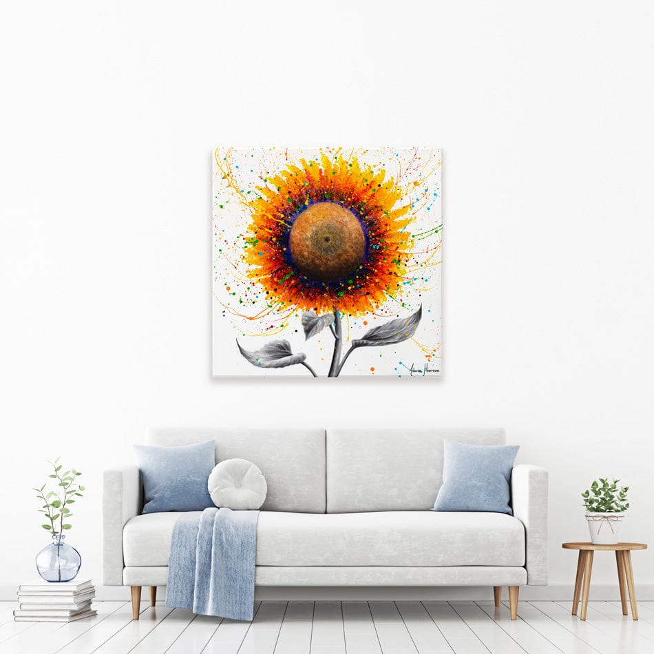 Rainbow Sunflower Square Canvas Print wall art product Ashvin Harrison