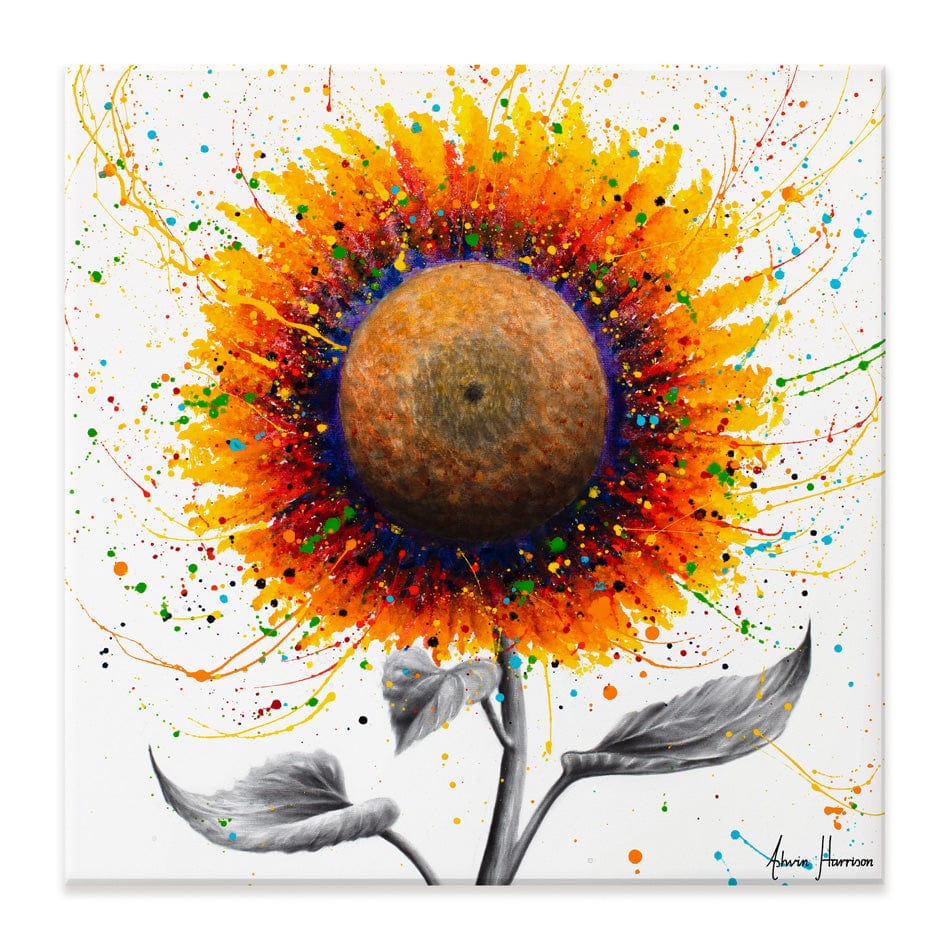 Rainbow Sunflower Square Canvas Print wall art product Ashvin Harrison