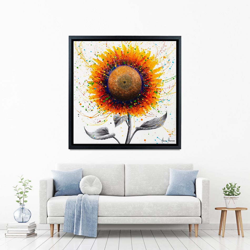 Rainbow Sunflower Square Canvas Print wall art product Ashvin Harrison