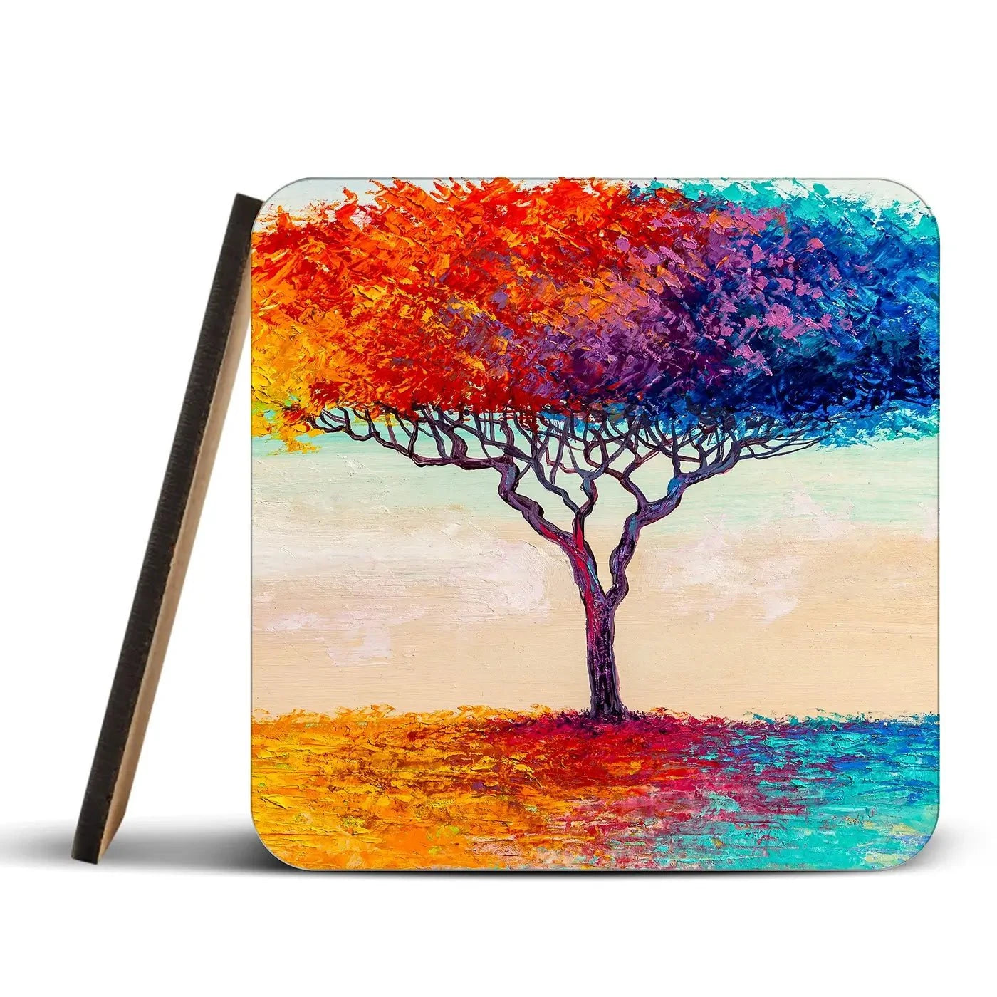Rainbow Tree Oil Painting Coaster Set Rainbow Tree Oil Painting Coaster Set wall art product S-BELOV / Shutterstock