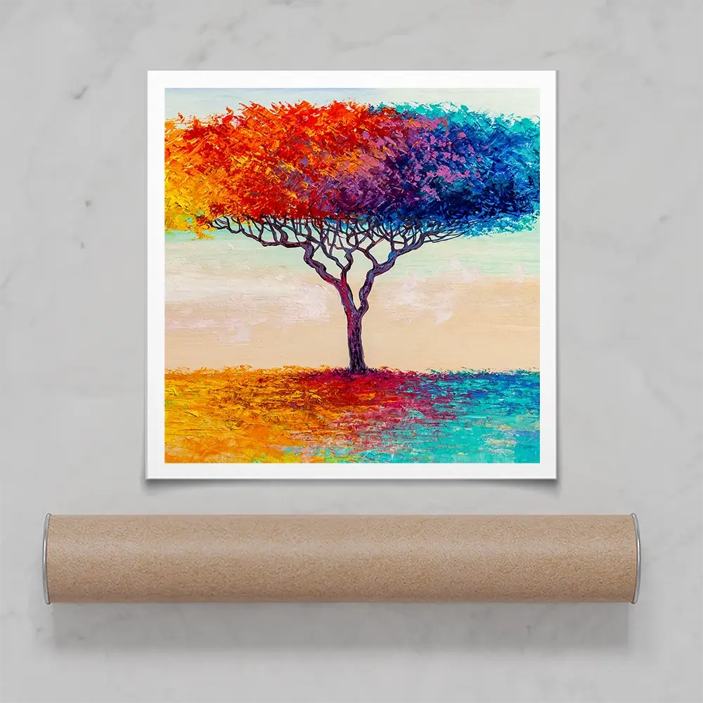 Rainbow Tree Oil Painting Square Art Print Rainbow Tree Oil Painting Square Art Print wall art product Art Print Shop
