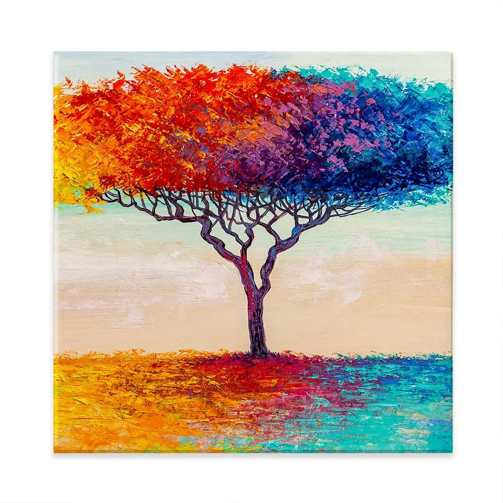 Rainbow Tree Oil Painting Square Canvas Print Rainbow Tree Oil Painting Square Canvas Print wall art product Art Print Shop