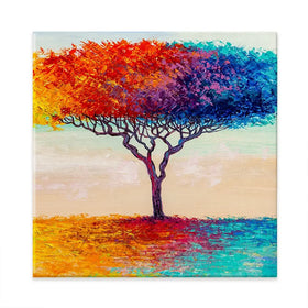 Rainbow Tree Oil Painting Square Canvas Print Rainbow Tree Oil Painting Square Canvas Print wall art product Art Print Shop