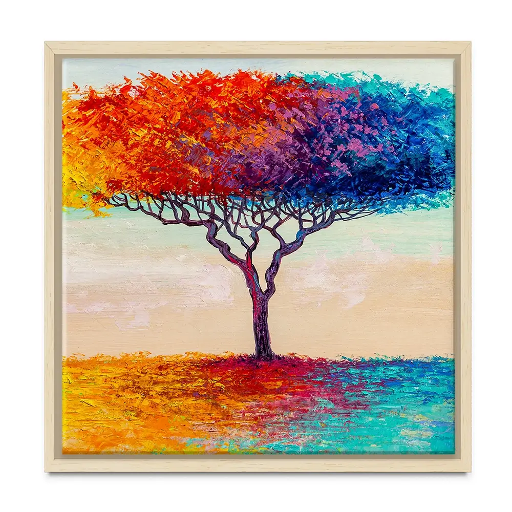 Rainbow Tree Oil Painting Square Canvas Print Rainbow Tree Oil Painting Square Canvas Print wall art product Art Print Shop