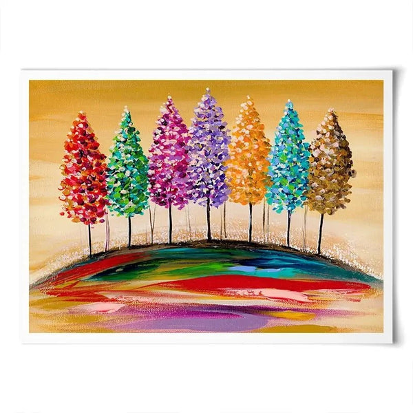 Rainbow Tree On The Hill Art Print