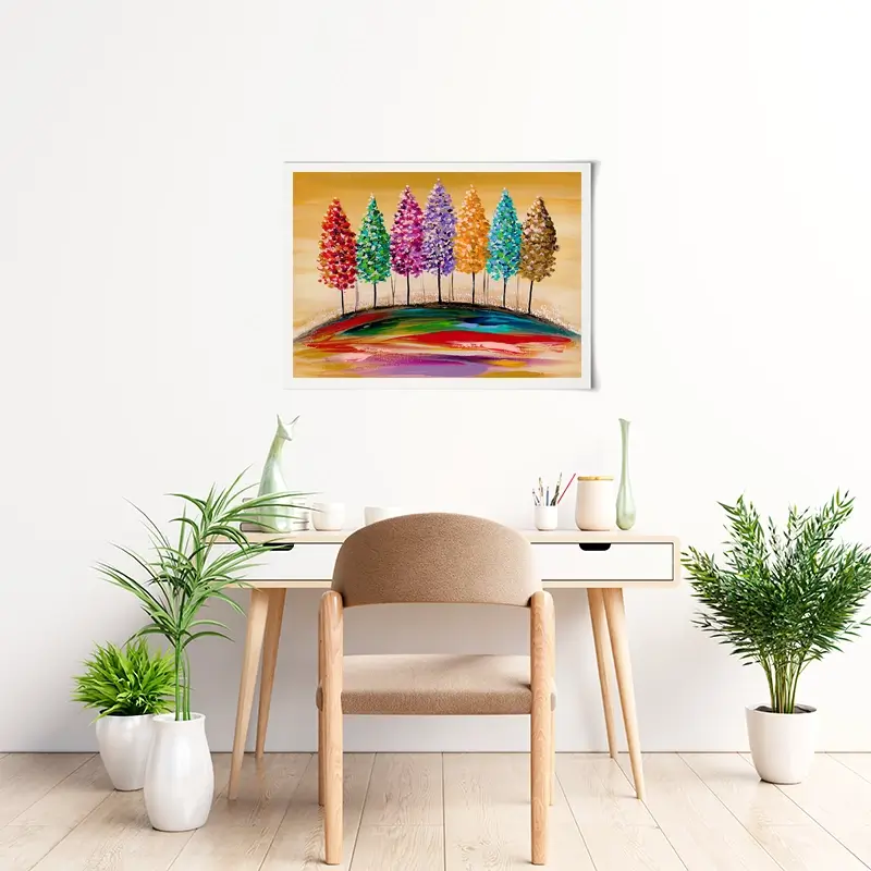 Rainbow Tree On The Hill Art Print Rainbow Tree On The Hill Art Print wall art product Estelle Grengs - Independent