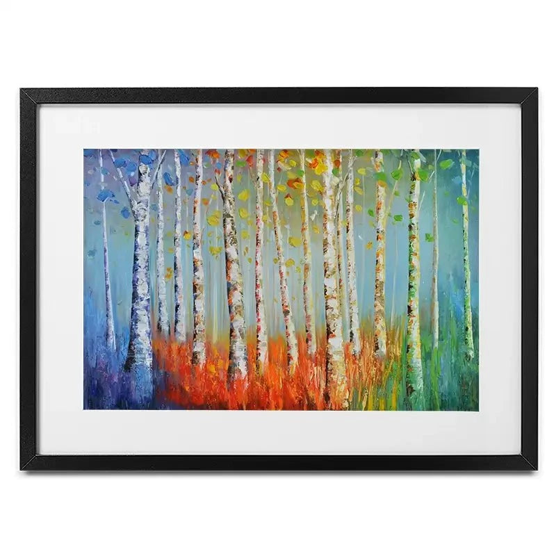Rainbow Tree Trunks Framed Art Print Rainbow Tree Trunks Framed Art Print wall art product CHENYU ARTS / Shutterstock