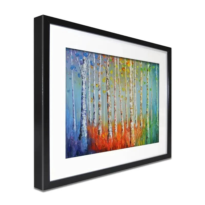 Rainbow Tree Trunks Framed Art Print Rainbow Tree Trunks Framed Art Print wall art product CHENYU ARTS / Shutterstock