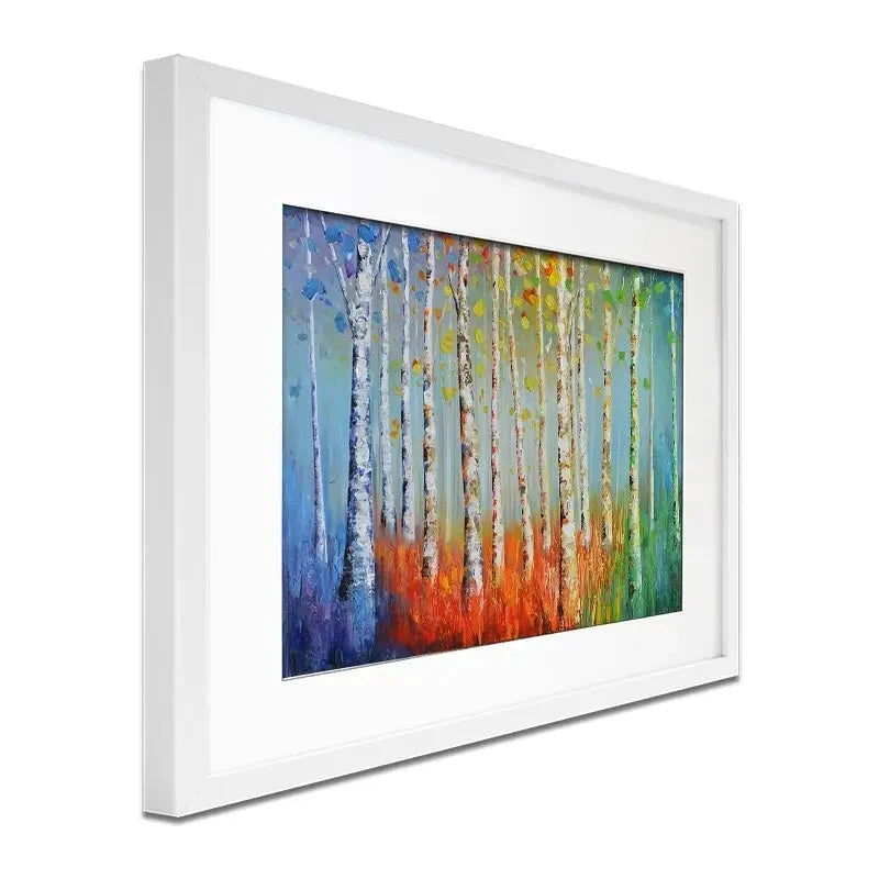 Rainbow Tree Trunks Framed Art Print Rainbow Tree Trunks Framed Art Print wall art product CHENYU ARTS / Shutterstock