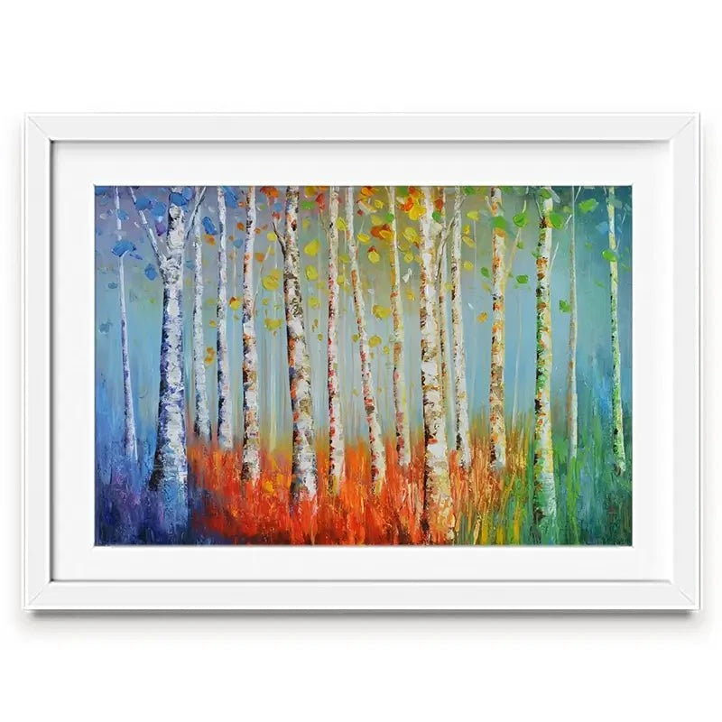 Rainbow Tree Trunks Framed Art Print Rainbow Tree Trunks Framed Art Print wall art product CHENYU ARTS / Shutterstock