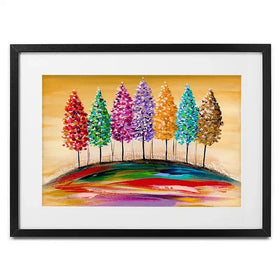 Rainbow Trees On The Hill Framed Art Print Rainbow Trees On The Hill Framed Art Print wall art product Estelle Grengs - Independent