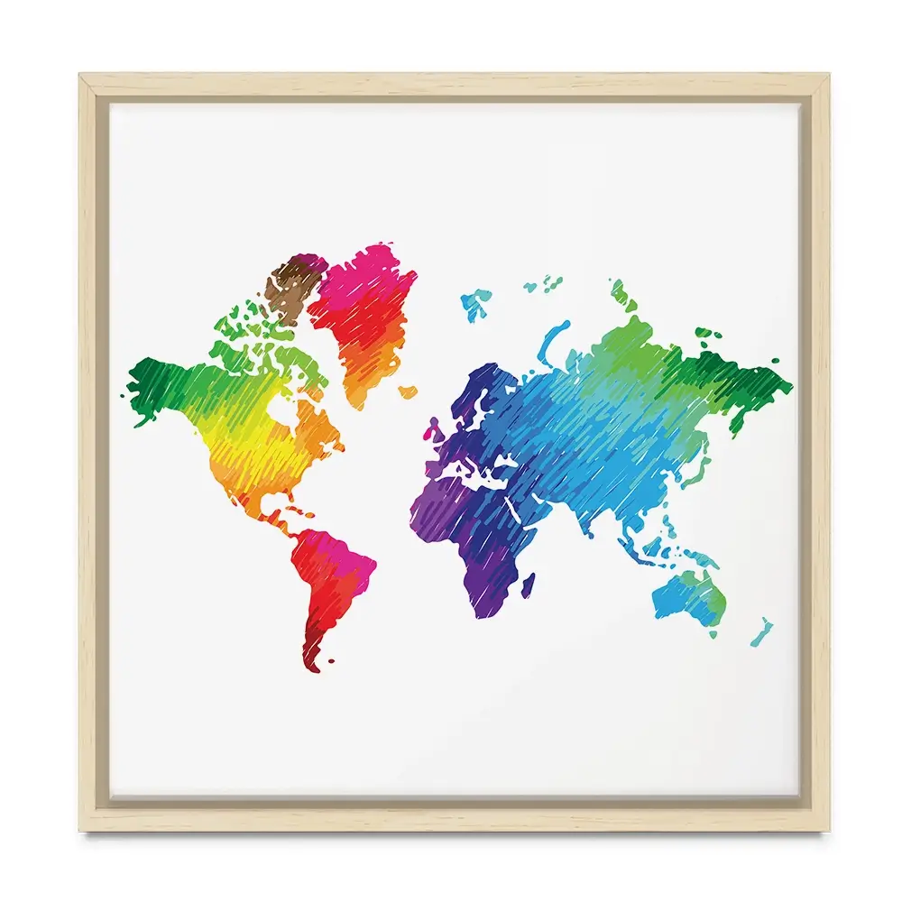 Rainbow World Map Square Canvas Print Rainbow World Map Square Canvas Print wall art product Ludmila Meshcheriakova / Shutterstock