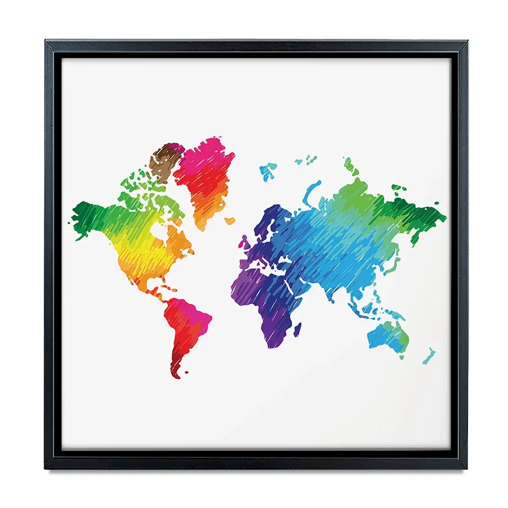 Rainbow World Map Square Canvas Print Rainbow World Map Square Canvas Print wall art product Ludmila Meshcheriakova / Shutterstock