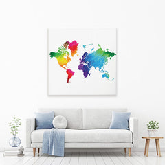 Rainbow World Map Square Canvas Print wall art product Ludmila Meshcheriakova / Shutterstock
